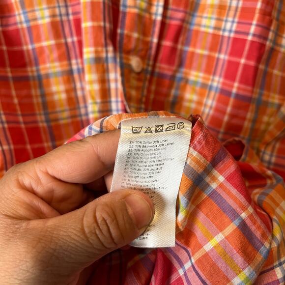 ETON‎ Linen Blend Contemporary Button Down Plaid Shirt Mens Size Large - Picture 7 of 7